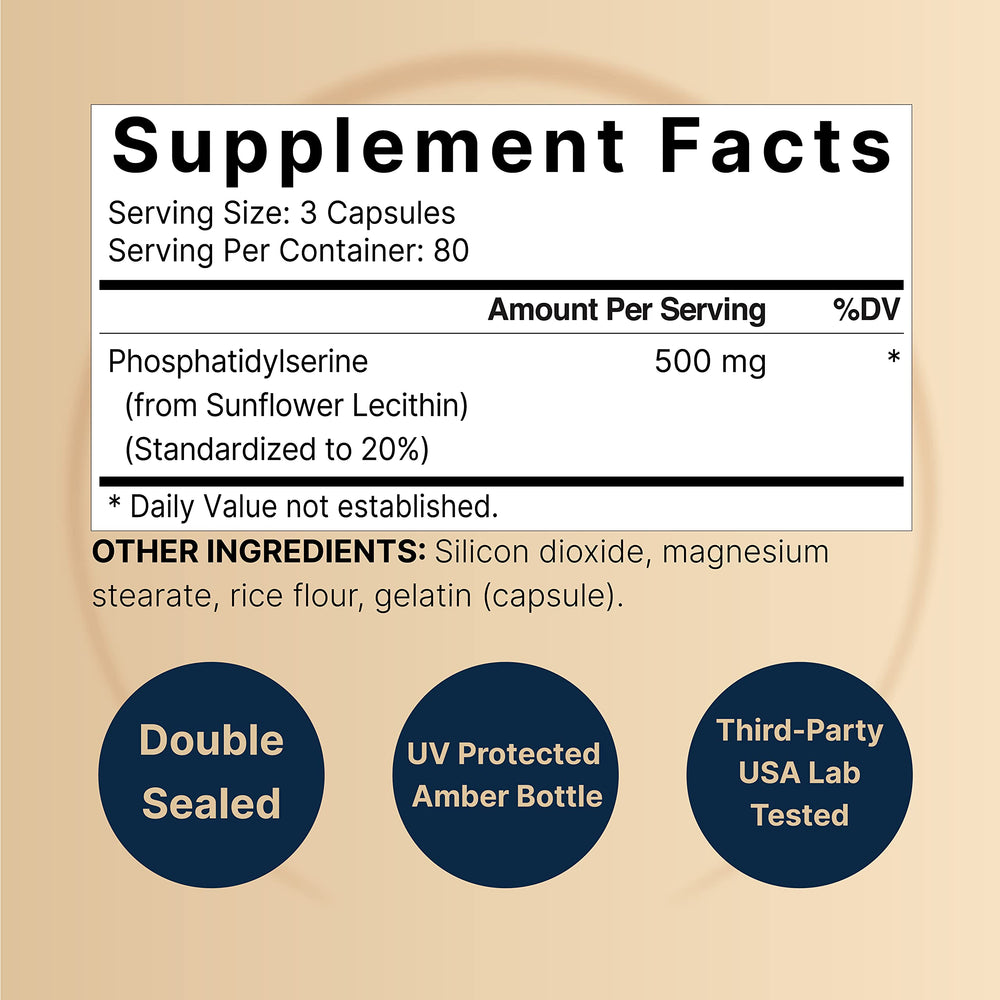 NatureBell PS 500mg capsules close-up for easy swallowing and high-potency formula.