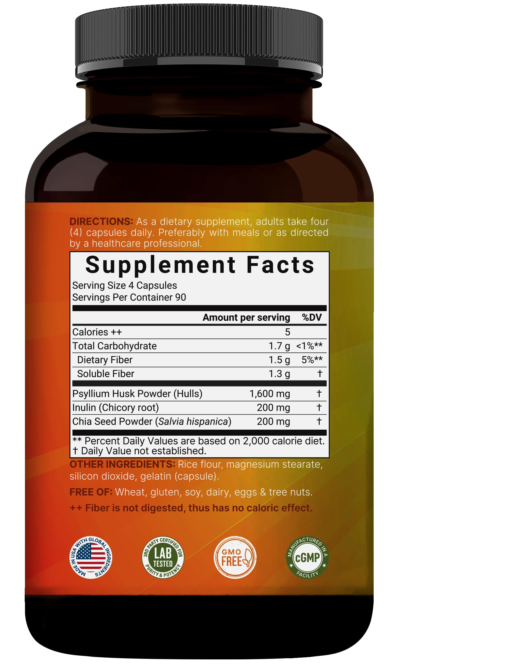 Chia seed and inulin are shown as part of a natural fiber complex.