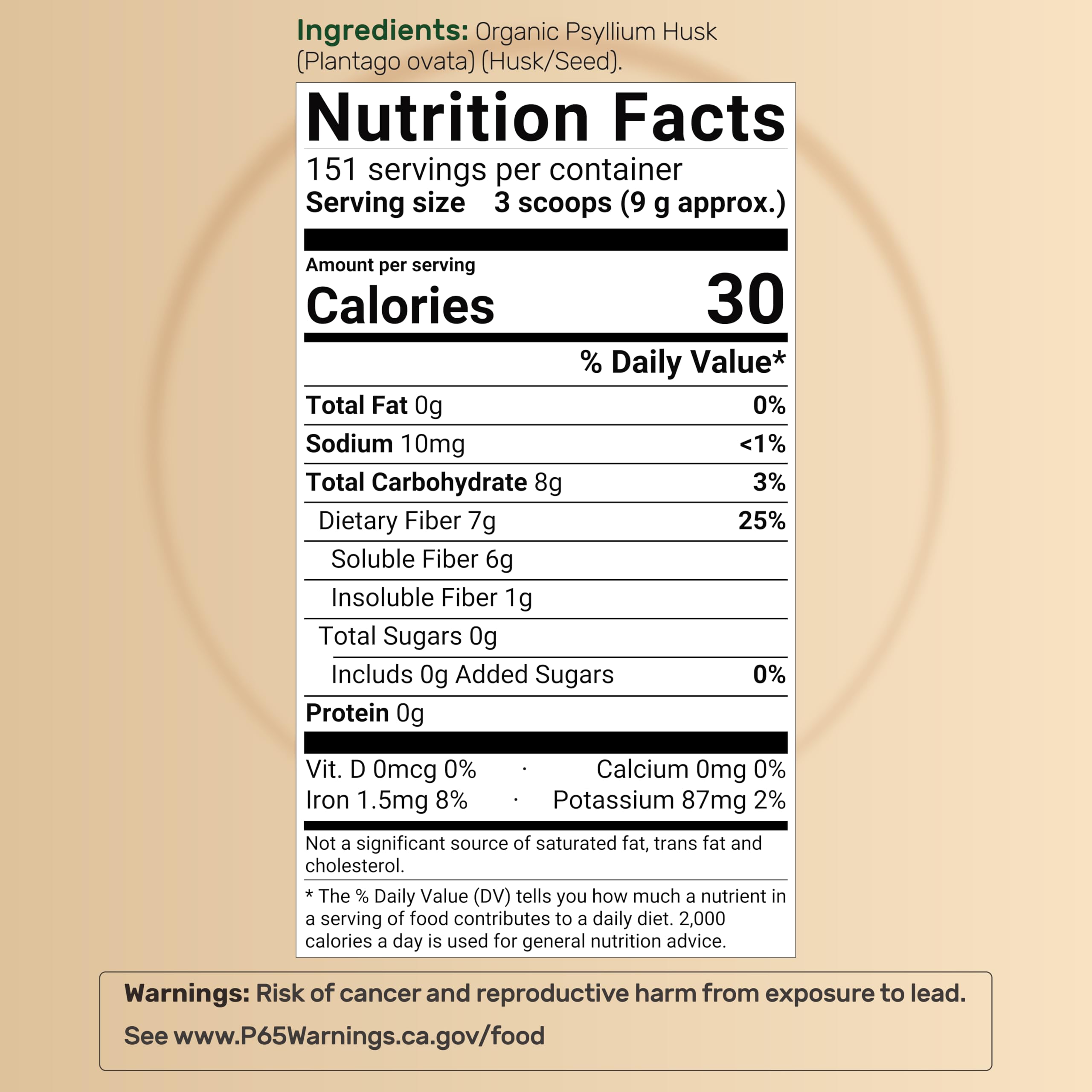 NatureBell psyllium husk fiber powder scoop for measuring servings.