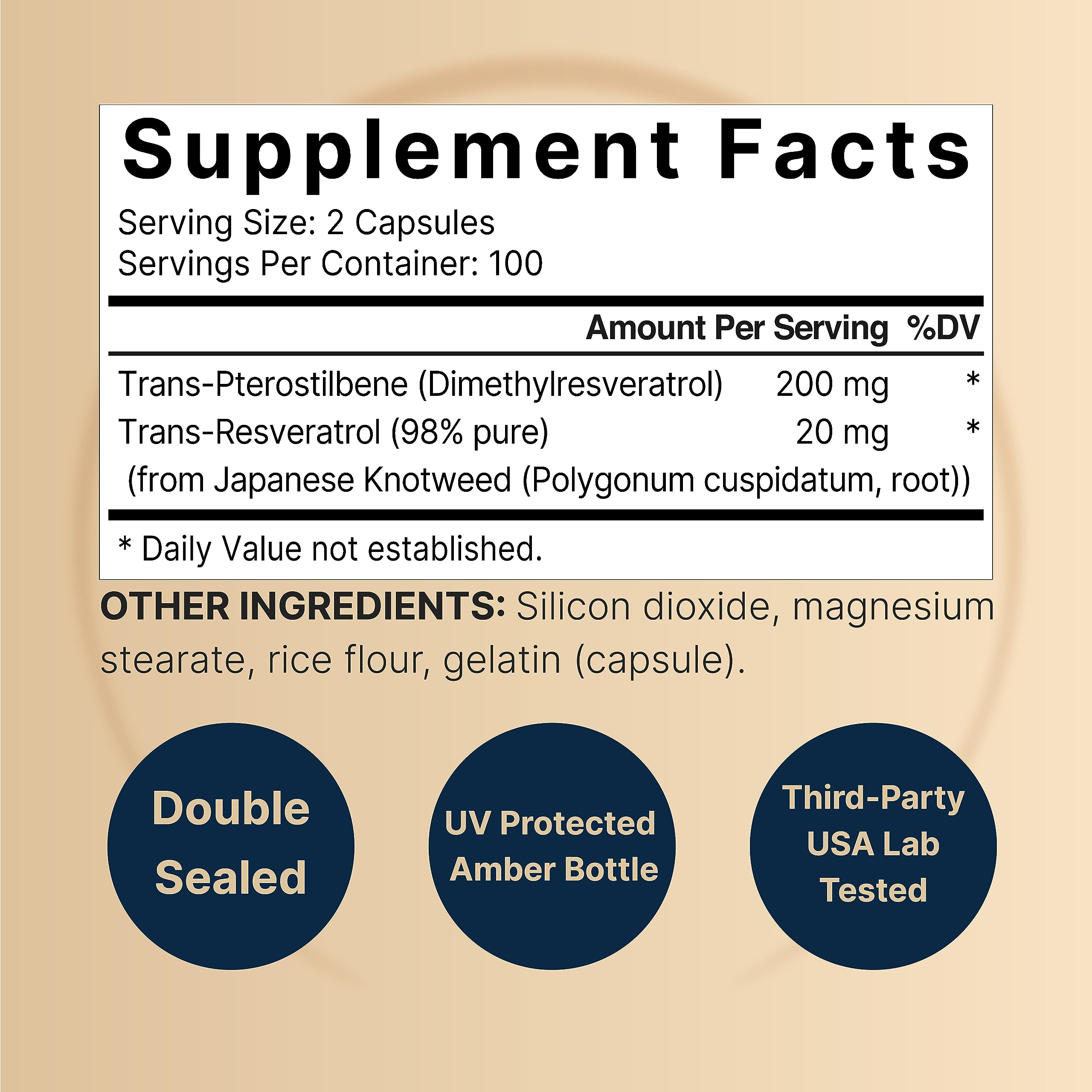 NatureBell capsules close-up showing compact, easy-to-swallow form with trans-pterostilbene.