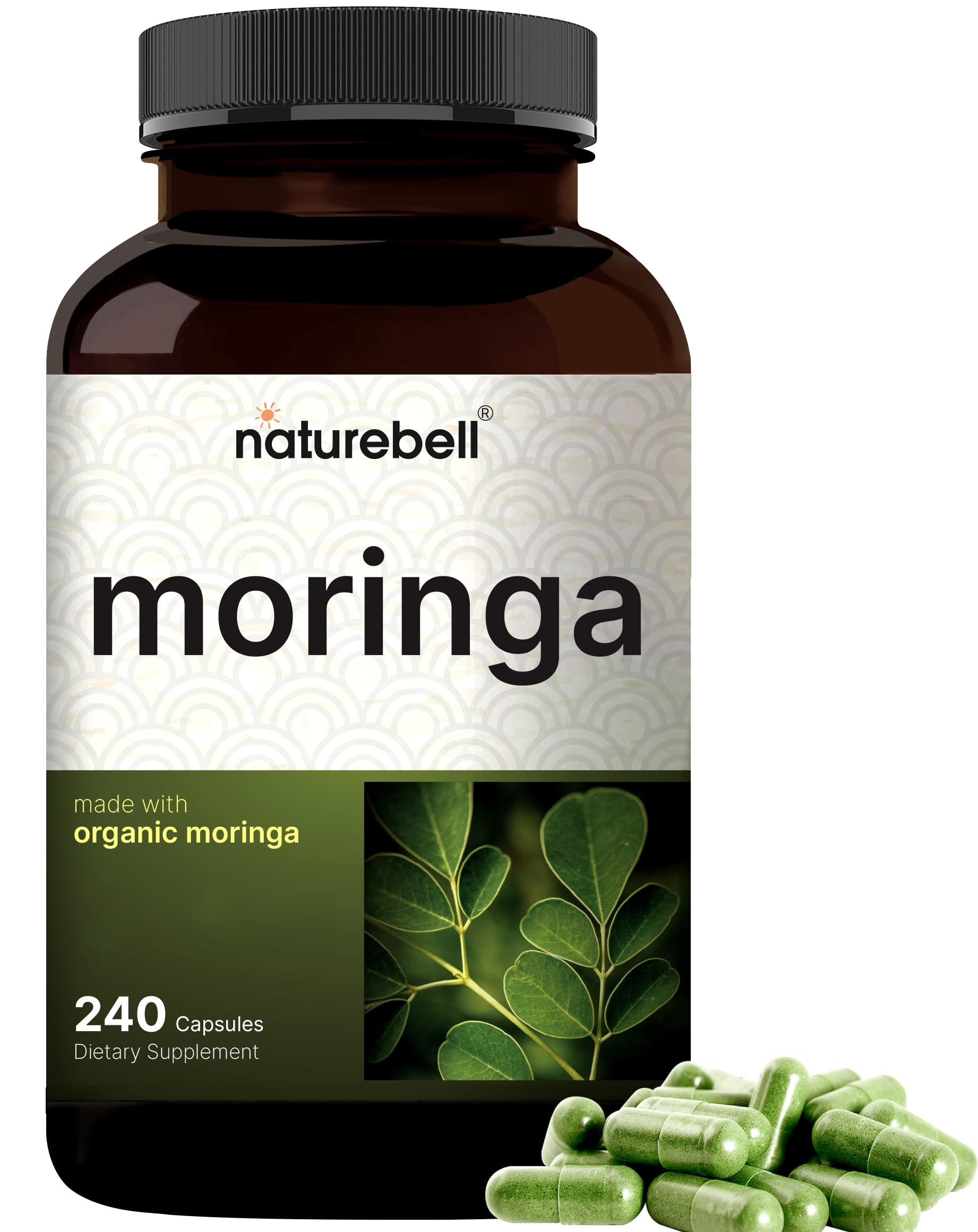 NatureBell Pure Moringa Capsules bottle for daily immune support.