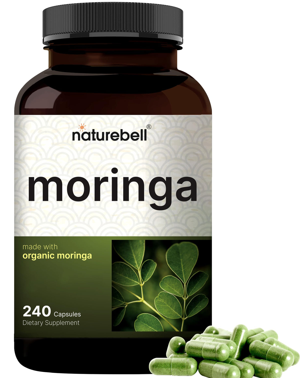 NatureBell Pure Moringa Capsules bottle for daily immune support.