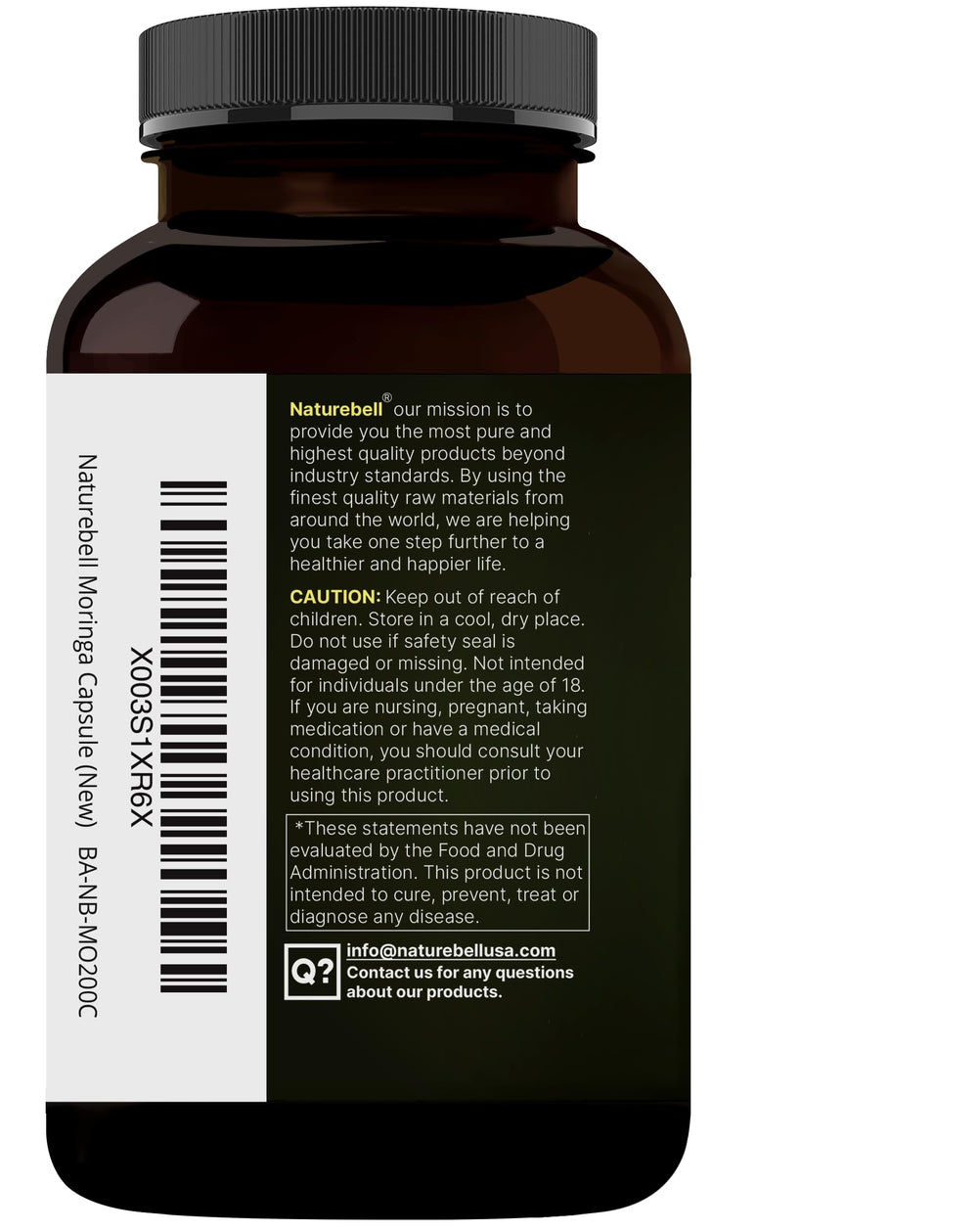 NatureBell Pure Moringa Capsules leaves harvested from Indian farms for quality.