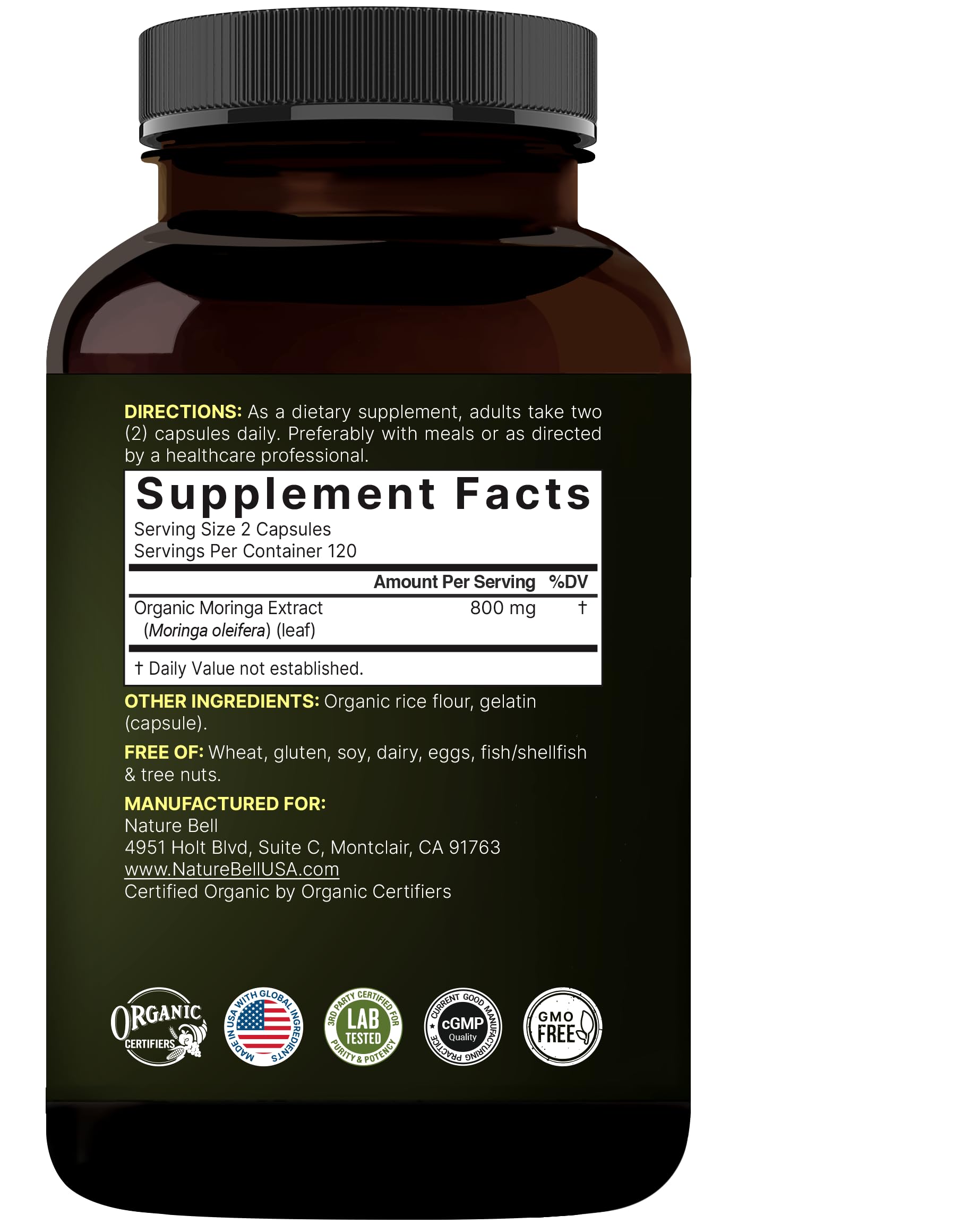 NatureBell Pure Moringa Capsules storage guidance for freshness.