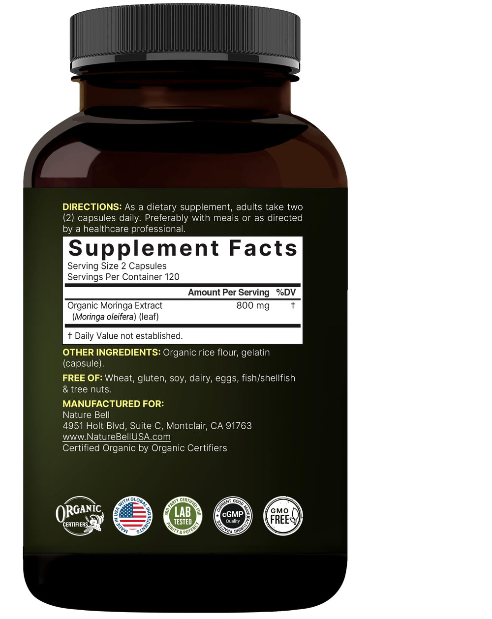 NatureBell Pure Moringa Capsules storage guidance for freshness.