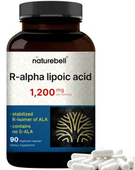 NatureBell R-Alpha Lipoic Acid bottle front displaying 1,200 mg R-ALA potency