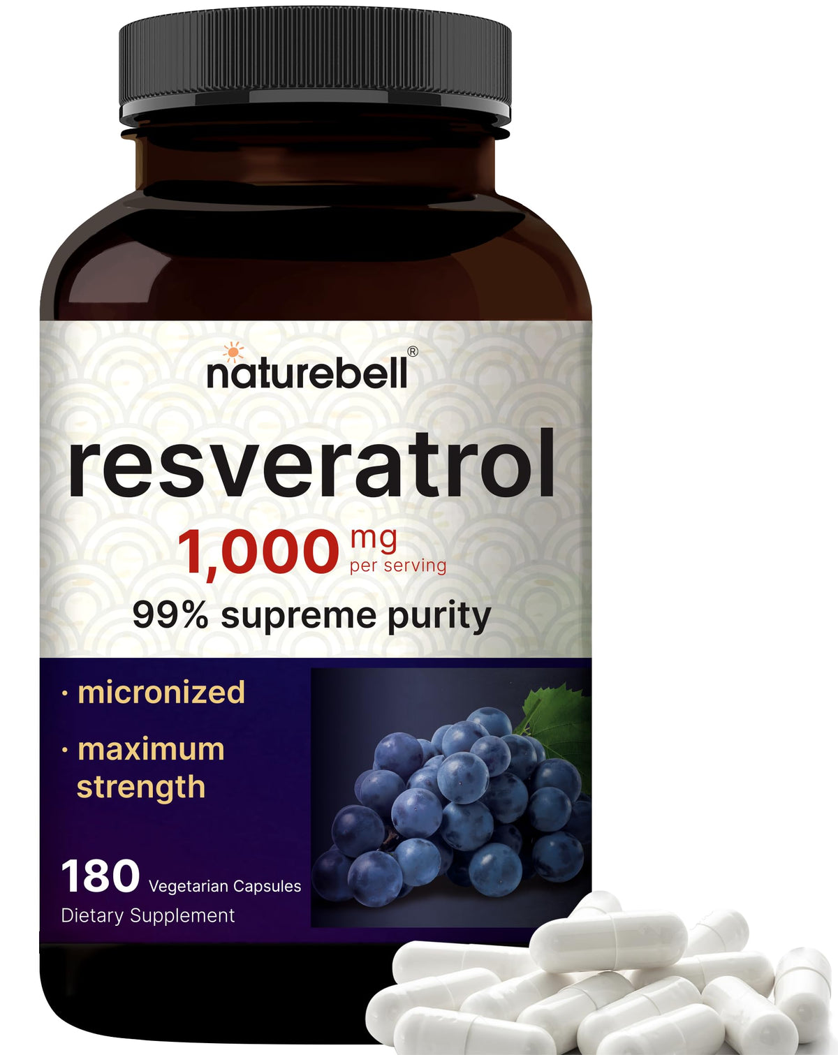 NatureBell Resveratrol 1000mg serving bottle for daily wellness support