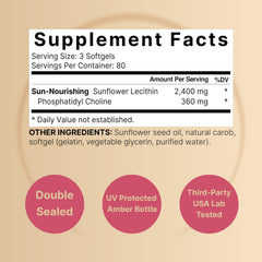 NatureBell Sunflower Lecithin bottle back highlights non-GMO and soy-free formula