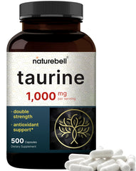 NatureBell Taurine 1000mg bottle front shows high-potency energy support