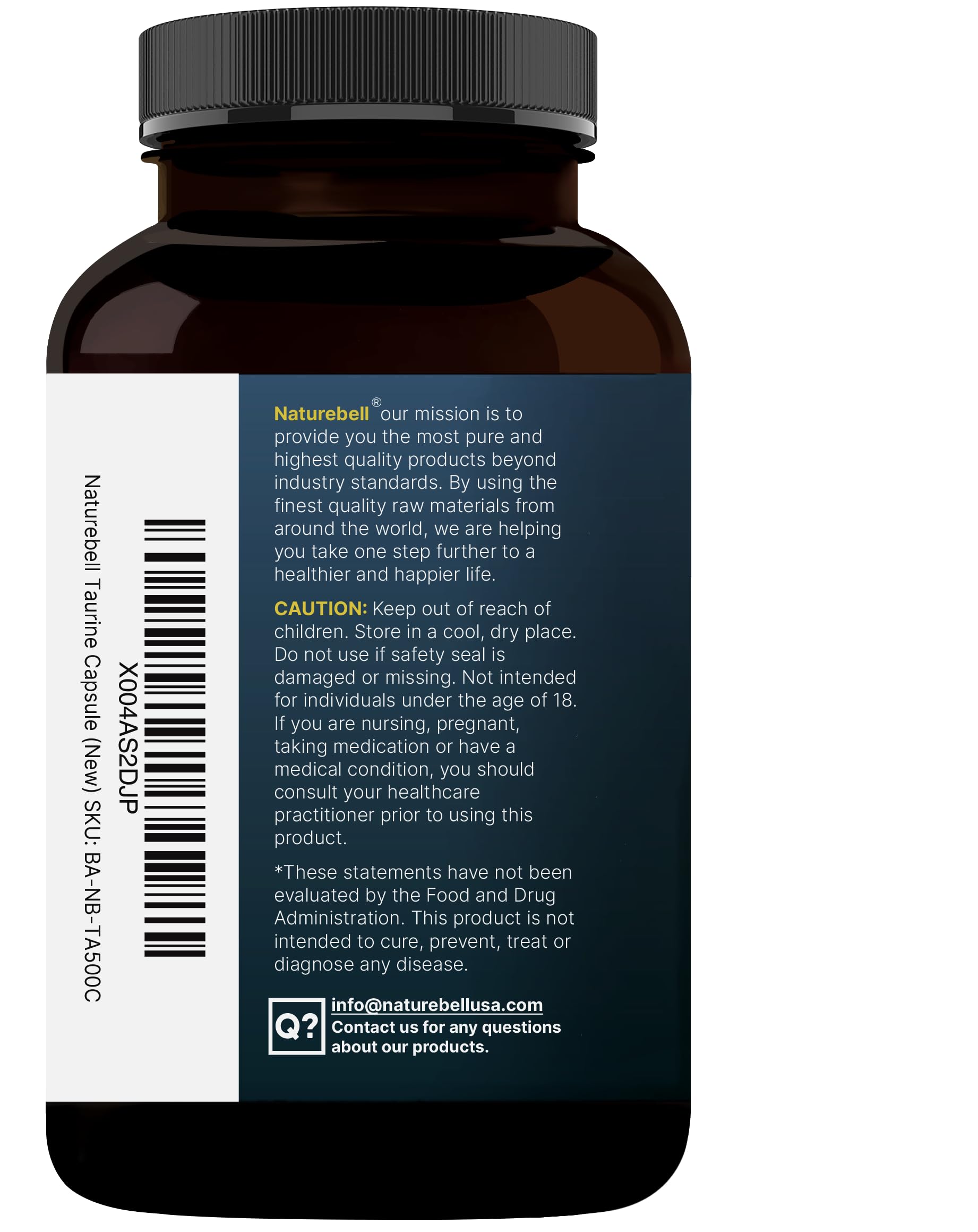 NatureBell Taurine storage scene shows organized bottle ready for daily use