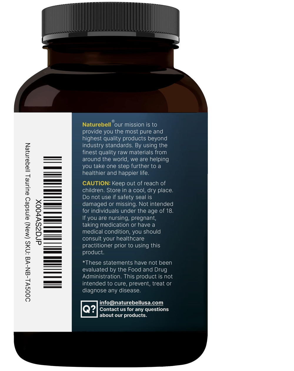 NatureBell Taurine storage scene shows organized bottle ready for daily use