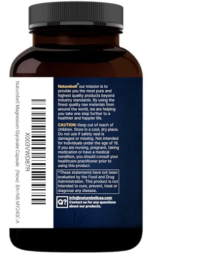 Third-party tested NatureBell magnesium glycinate seal on label