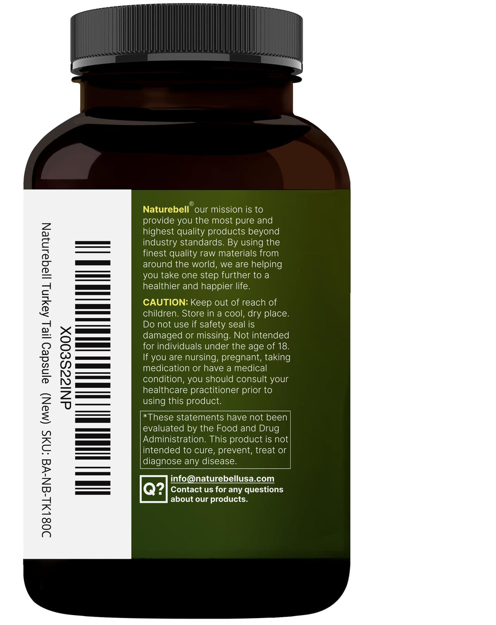 NatureBell Turkey Tail 240-capsule bottle ready for up to 120 days of use