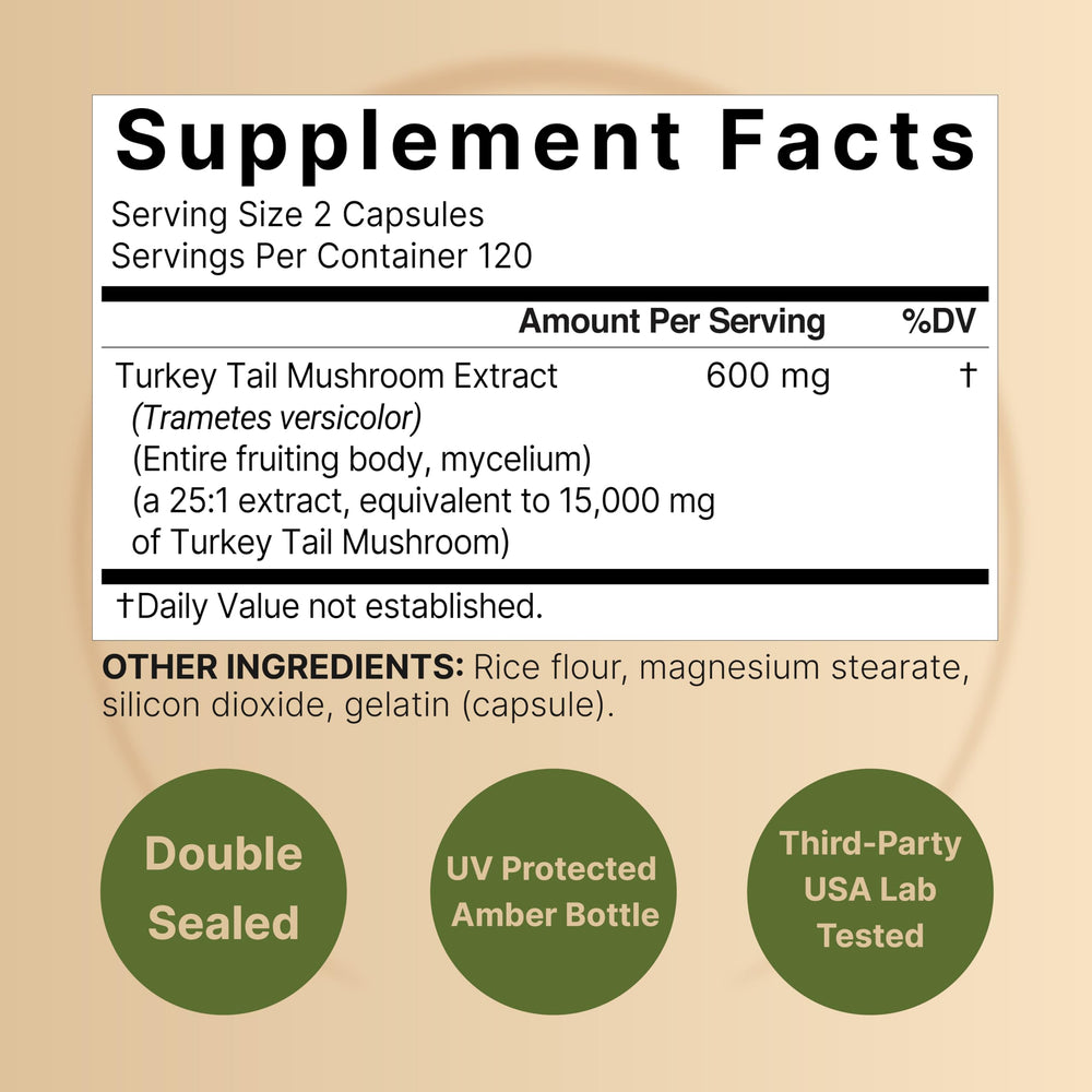NatureBell Turkey Tail 25-1 extract close-up showing high potency for wellness