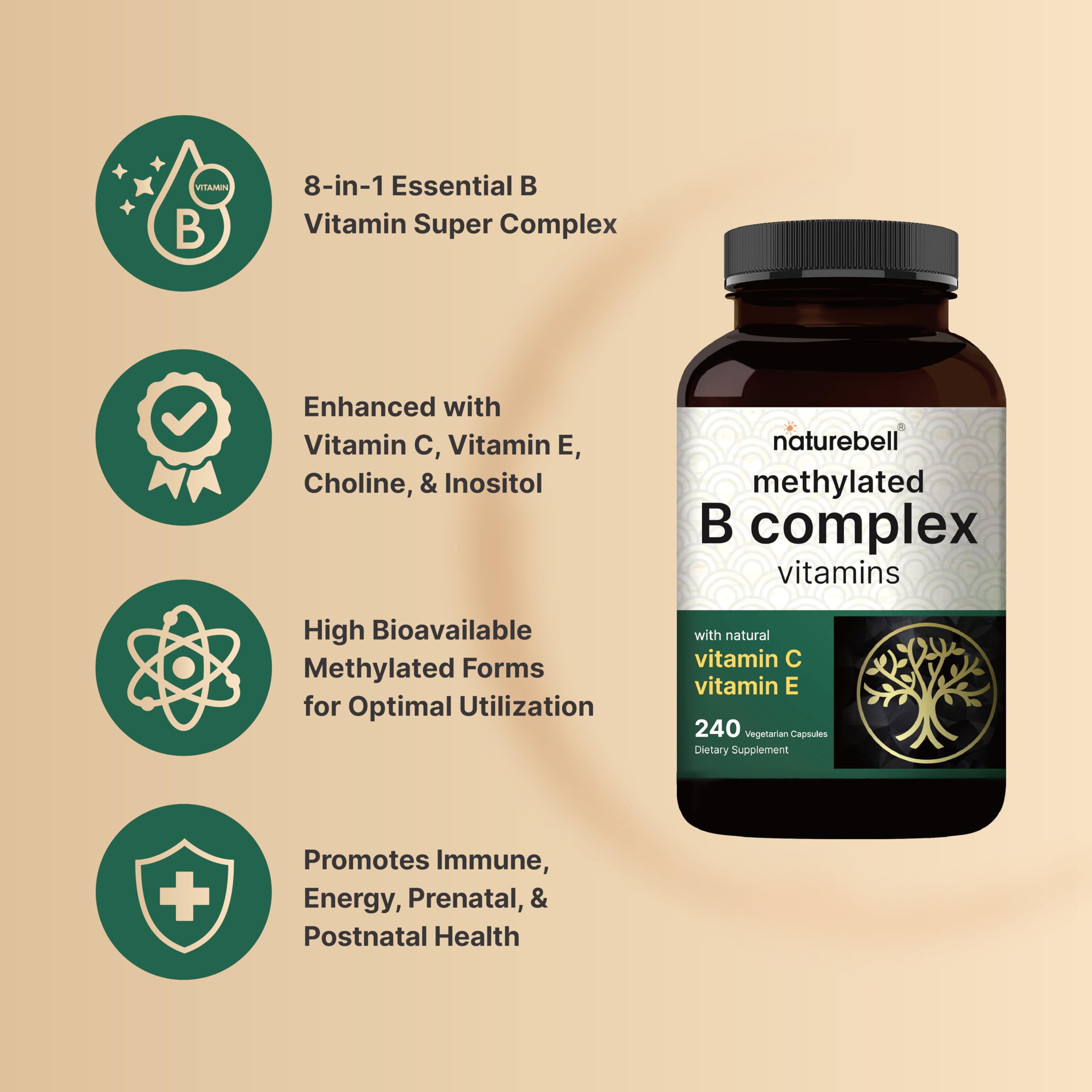 NatureBell Vitamin C and E blend with choline and inositol on the label.