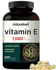 NatureBell Vitamin E Softgels bottle showing 1,000 IU strength for daily antioxidant support