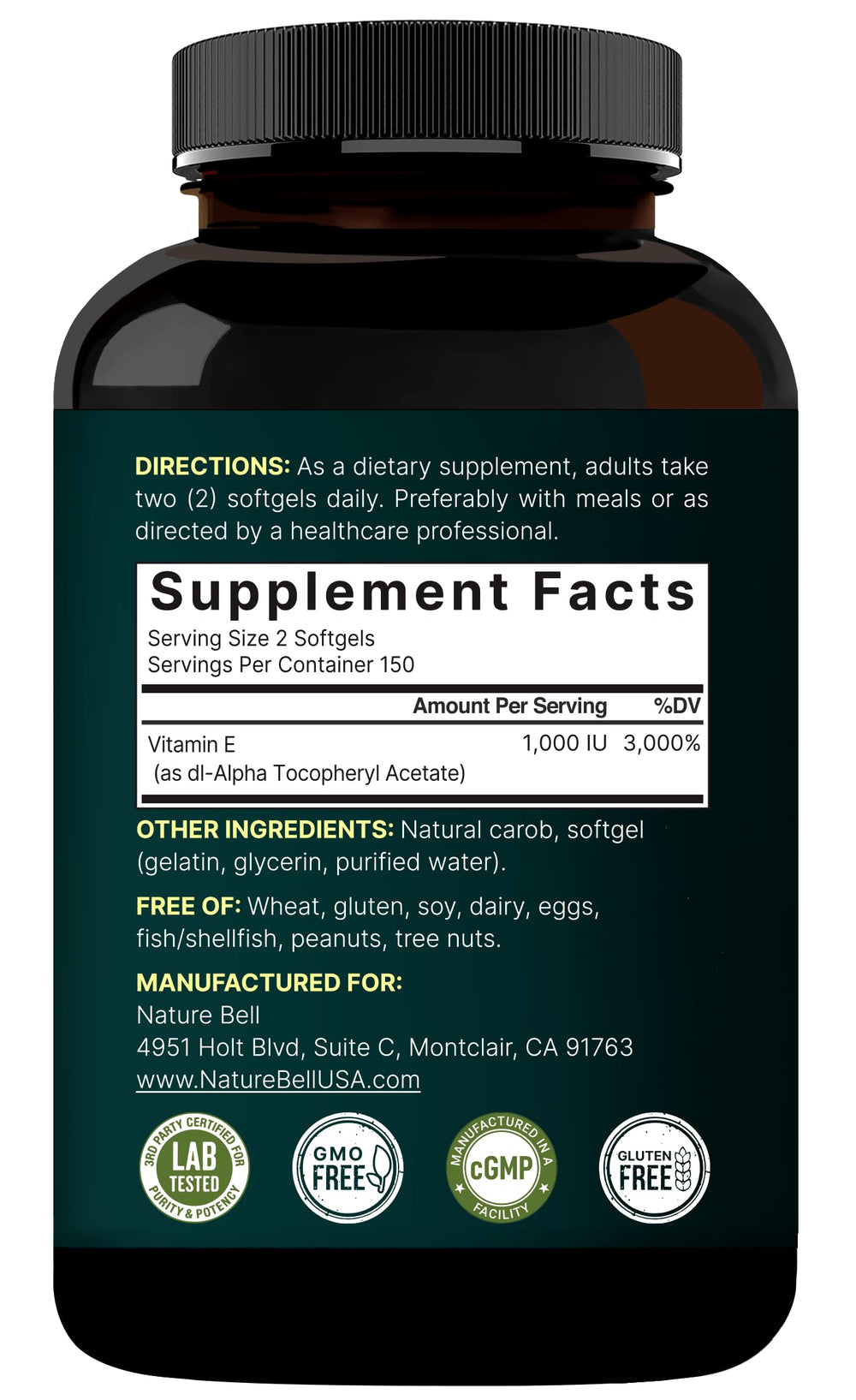NatureBell Vitamin E Softgels on shelf suggest everyday skin and heart support