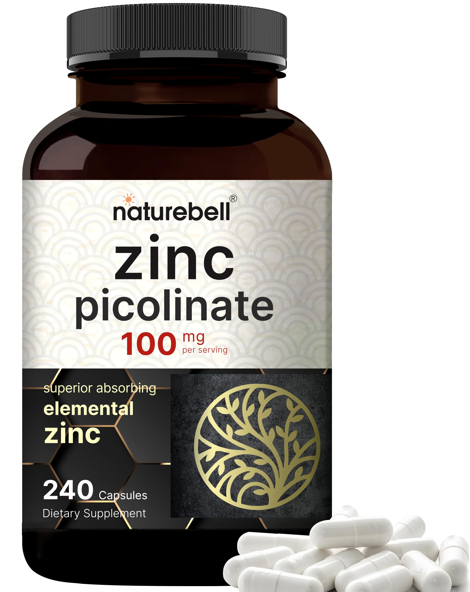 NatureBell Zinc Picolinate 100mg bottle front view highlighting daily immune support potential
