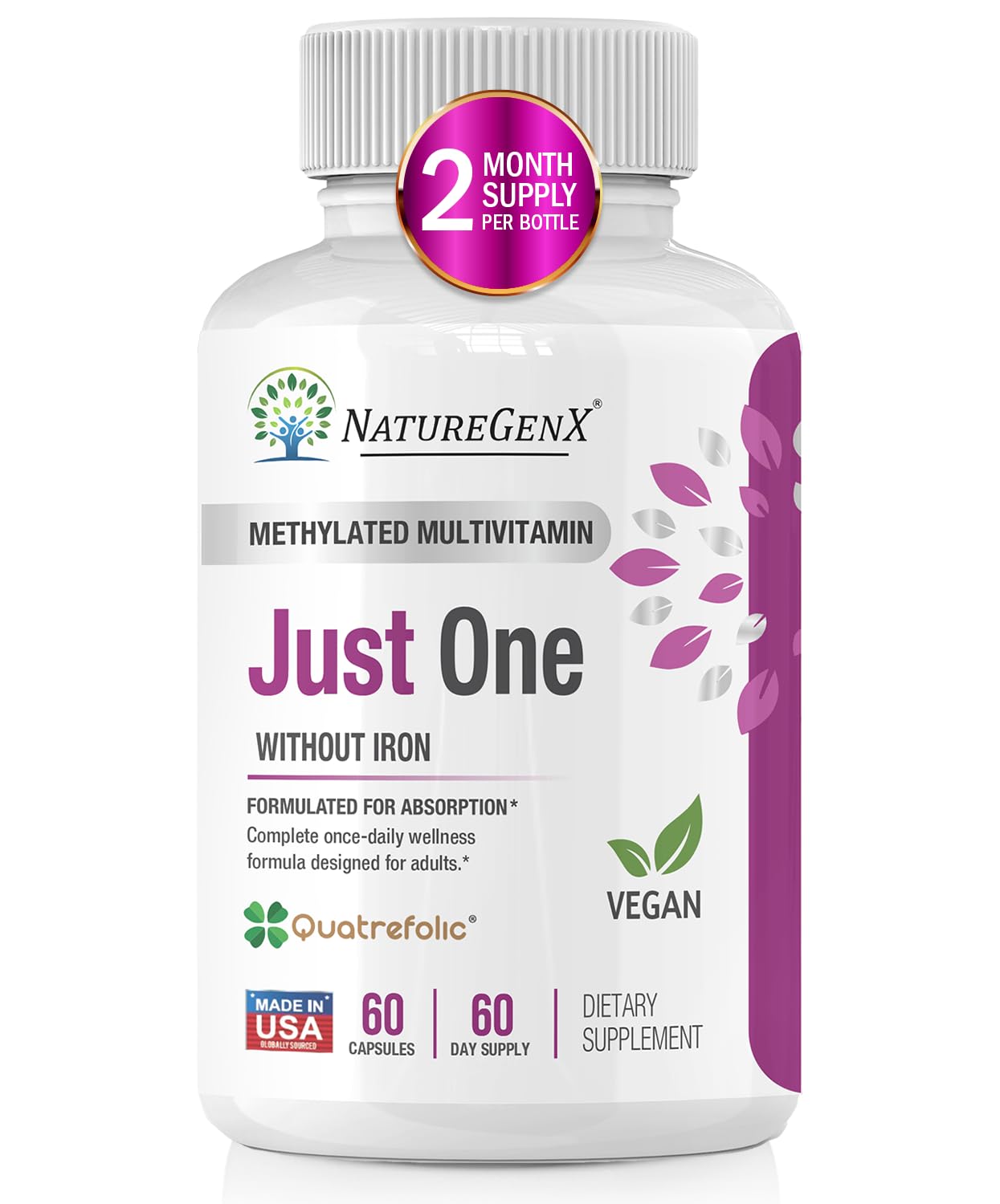 NatureGenX Just One Daily multivitamin bottle for easy daily nutrition
