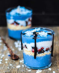 Naturegrail blue spirulina powder latte shot adds natural color to drinks.