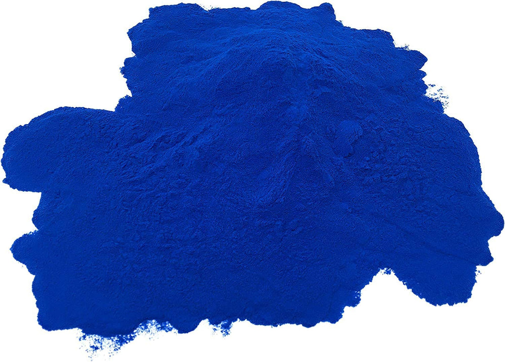 Naturegrail blue spirulina powder scoop shows convenient measuring for smoothies.
