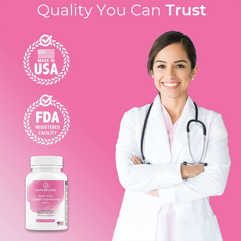 Natureland boric acid vaginal suppositories after workout use for a fresh feel.