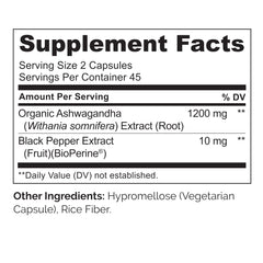 Naturelo Ashwagandha bottle with ingredients label for transparency