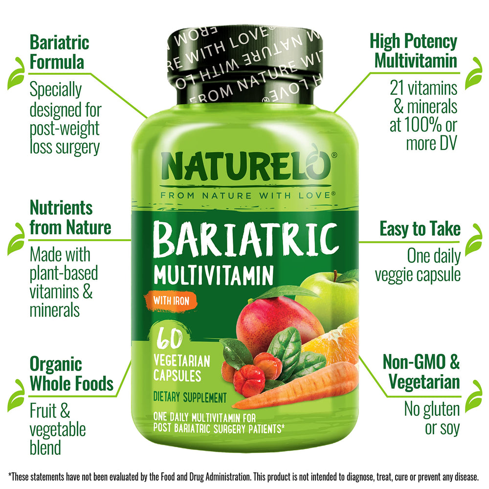 Naturelo Bariatric Multivitamin capsules ready for a daily dose.