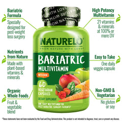 Naturelo Bariatric Multivitamin capsules ready for a daily dose.