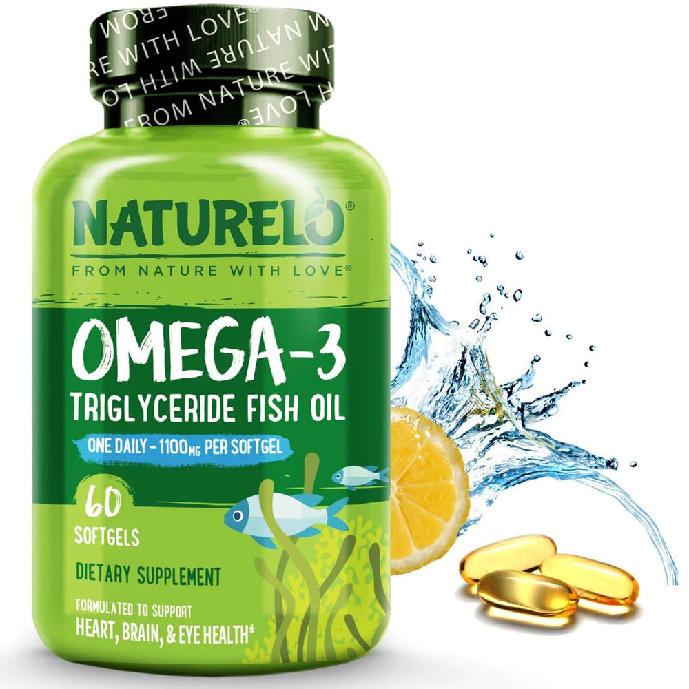 Naturelo burpless omega-3 bottle with lemon label emphasizes freshness and ease of use