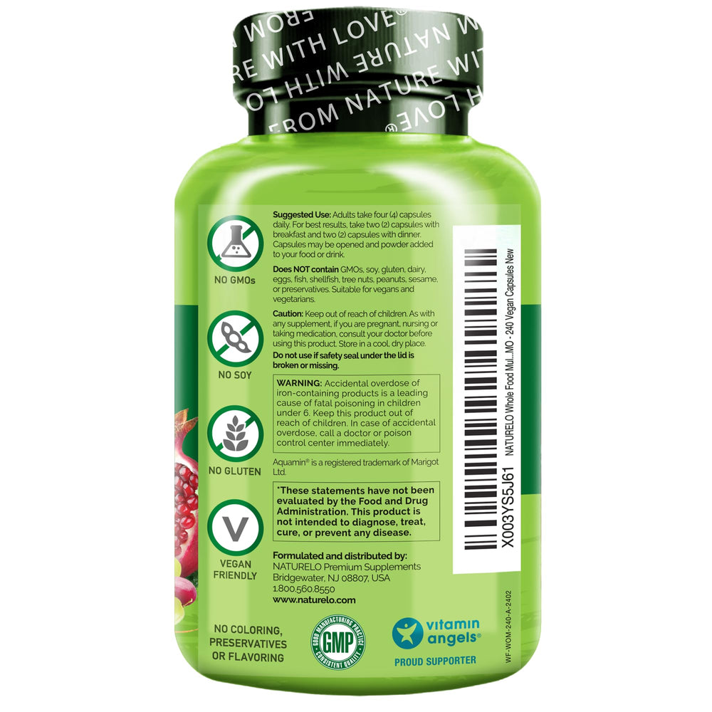 NATURELO Chelated minerals zinc and selenium on label for better absorption.