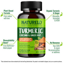 NATURELO curcumin capsules closeup for vegan daily support