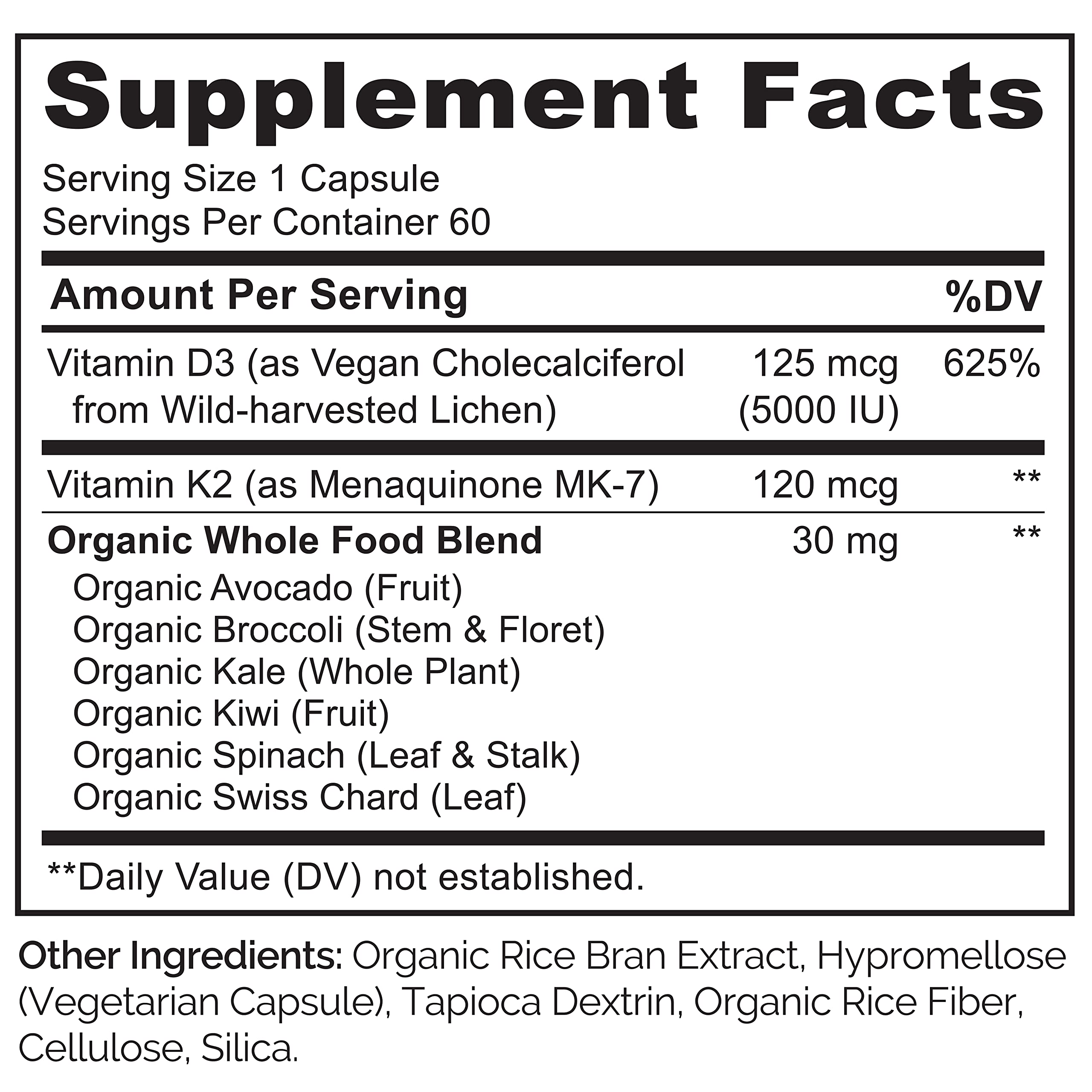 NATURELO D3 K2 capsules close-up emphasizing plant-based D3 source.