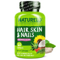 NATURELO Hair, Skin & Nails Vitamins - 5000 mcg Biotin, Collagen, Vitamin E | 60 Capsules
