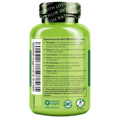 Naturelo lemon-flavored finish bottle highlighting burpless, pleasant-tasting oil