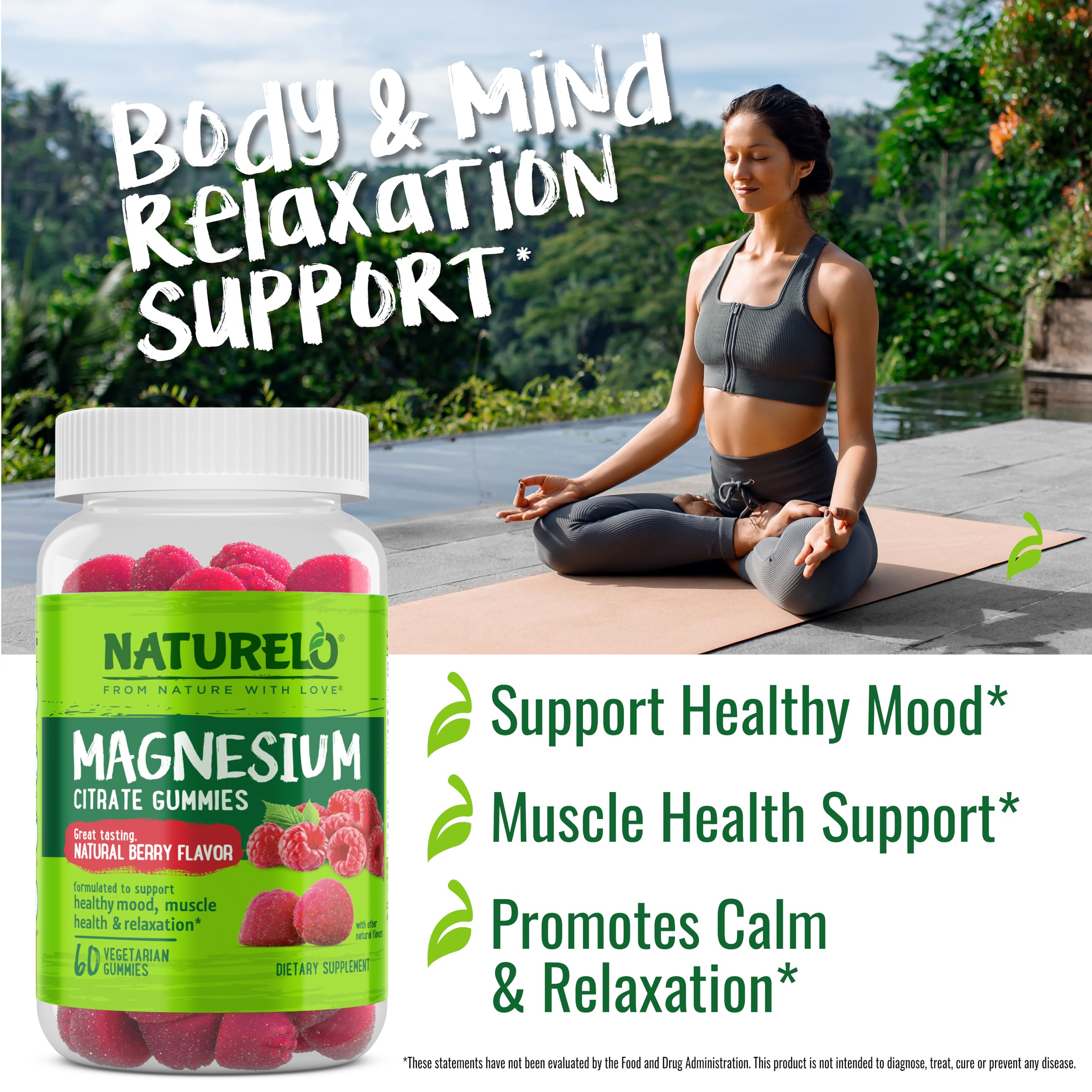 Naturelo product on shelf highlighting natural berry flavor and easy use