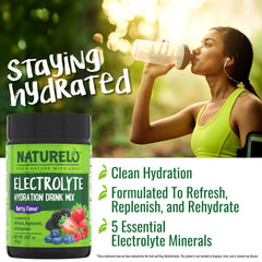 Naturelo no-sugar badge signaling sugar-free hydration without additives.