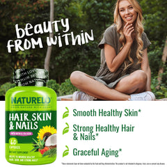 Naturelo omega-3 fish oil softgels, supporting hair and skin health