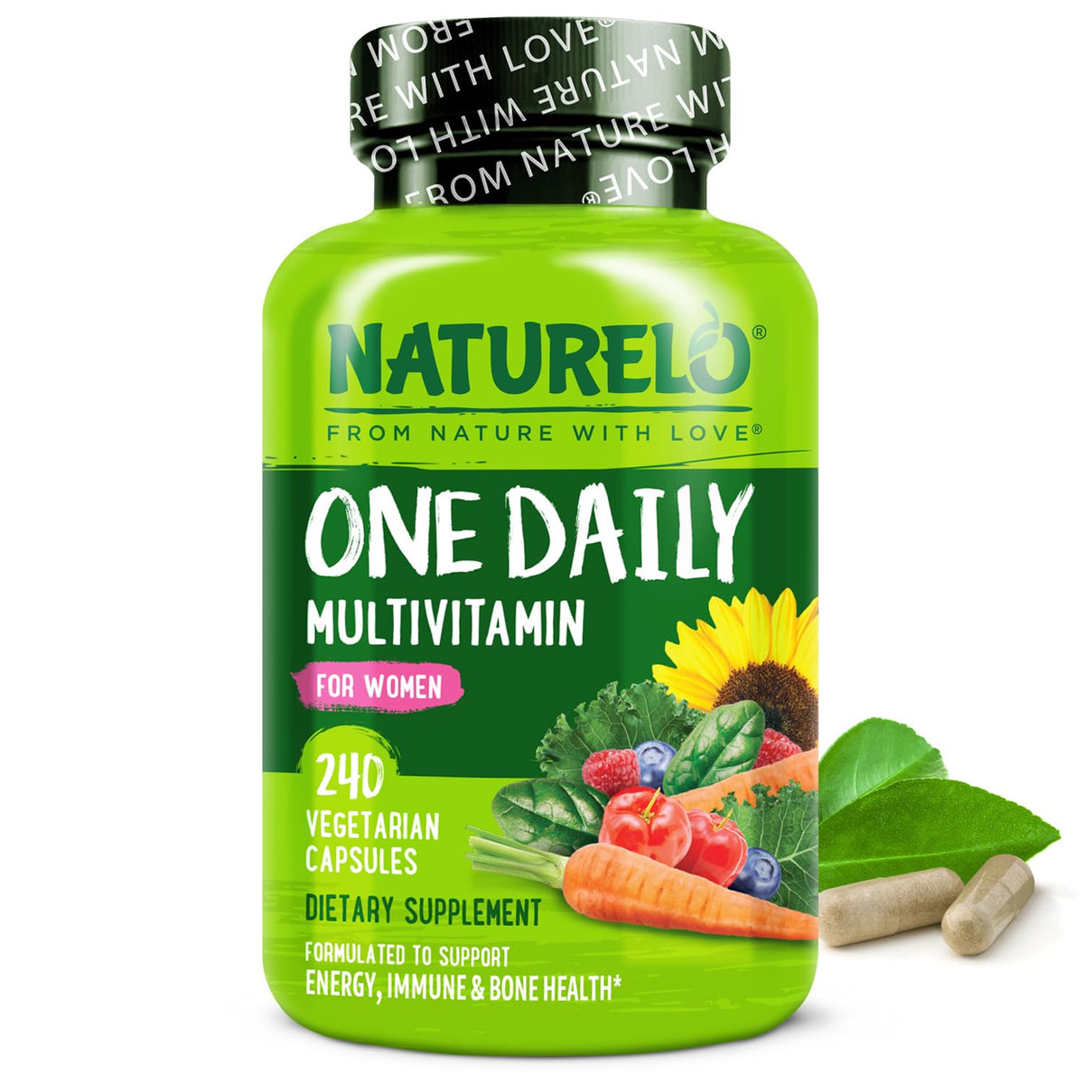 Naturelo One Daily Multivitamin for Women bottle, ready for daily energy support