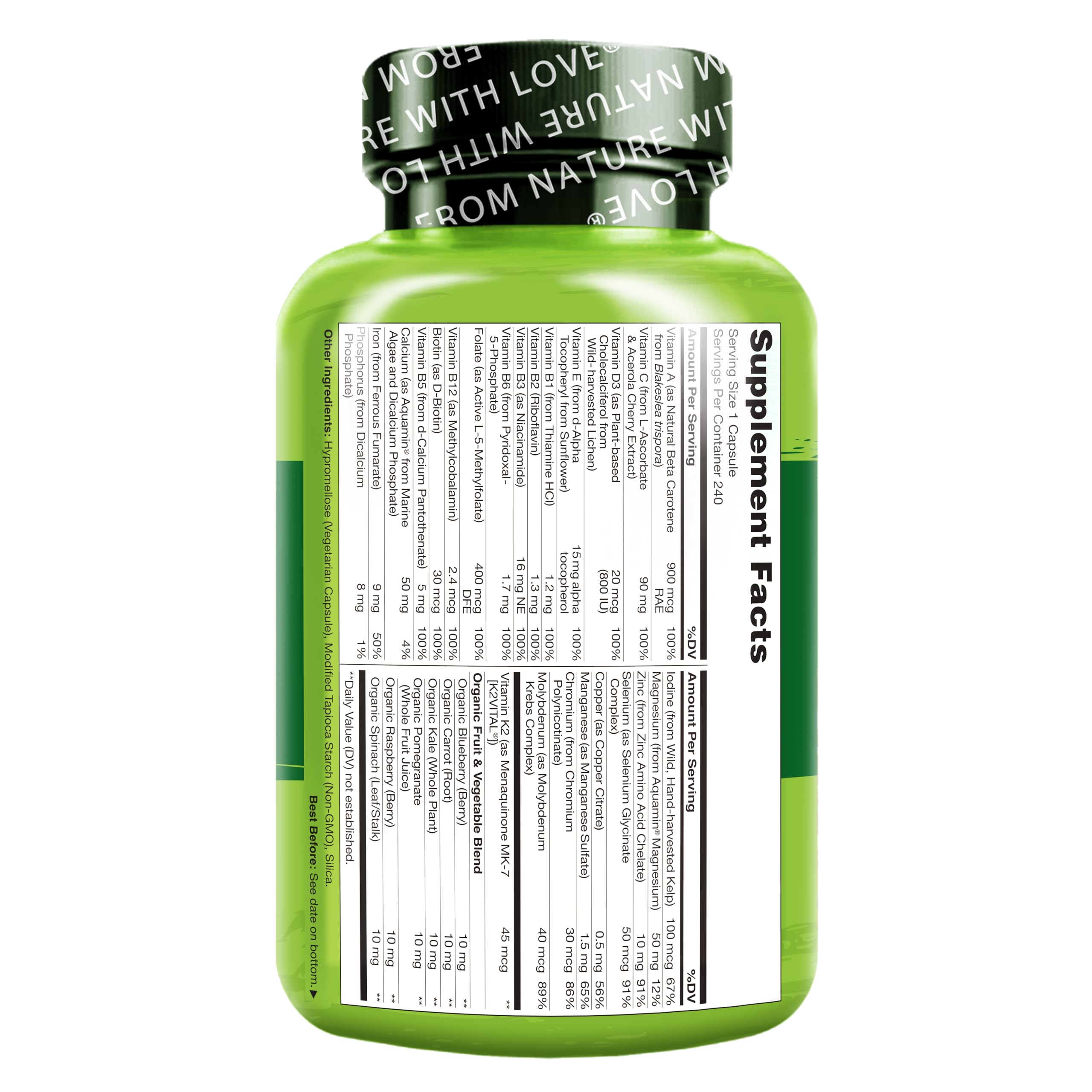 Naturelo One Daily Multivitamin for Women non-GMO gluten-free badge