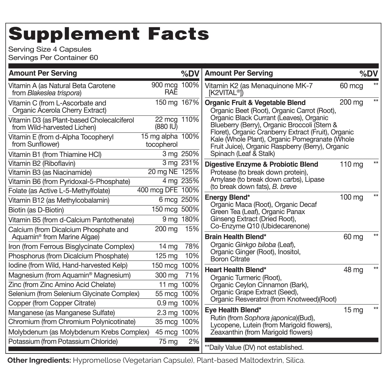 NATURELO Organic fruits and vegetables blend suggesting whole food nutrition.