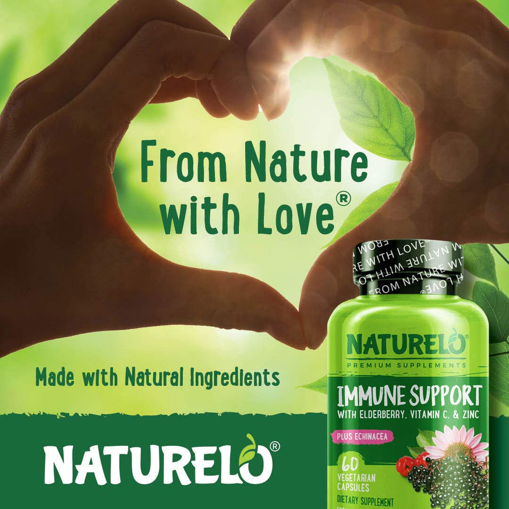 Naturelo plant-based ingredients close-up highlighting non-GMO and vegan formulation.