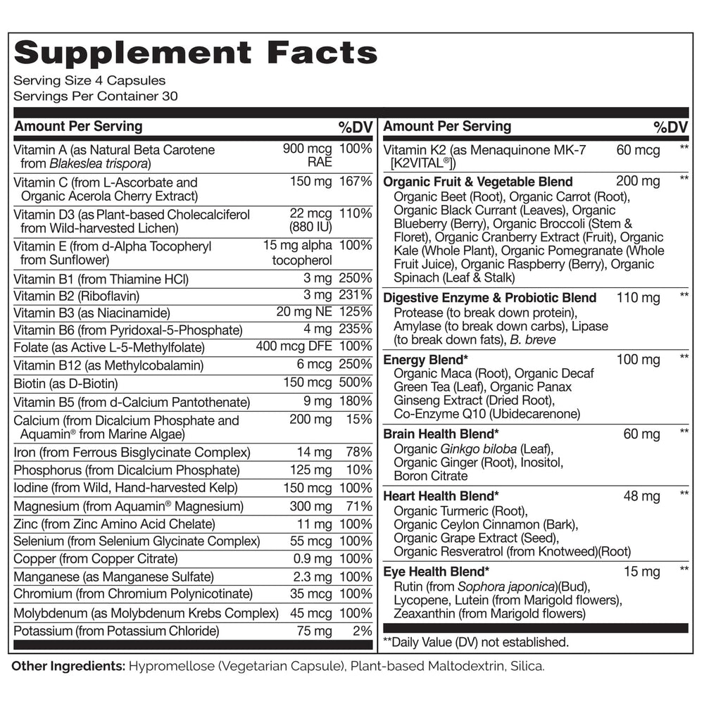 Naturelo plant-based ingredients D3 from lichen highlights vitamin support.