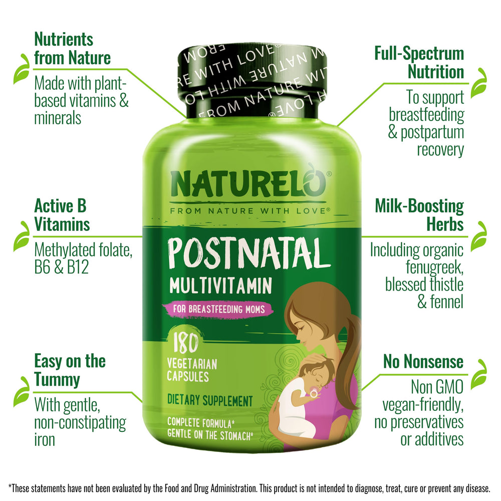 Herbal blend in Naturelo Postnatal Multivitamin featuring lactation-support fenugreek.