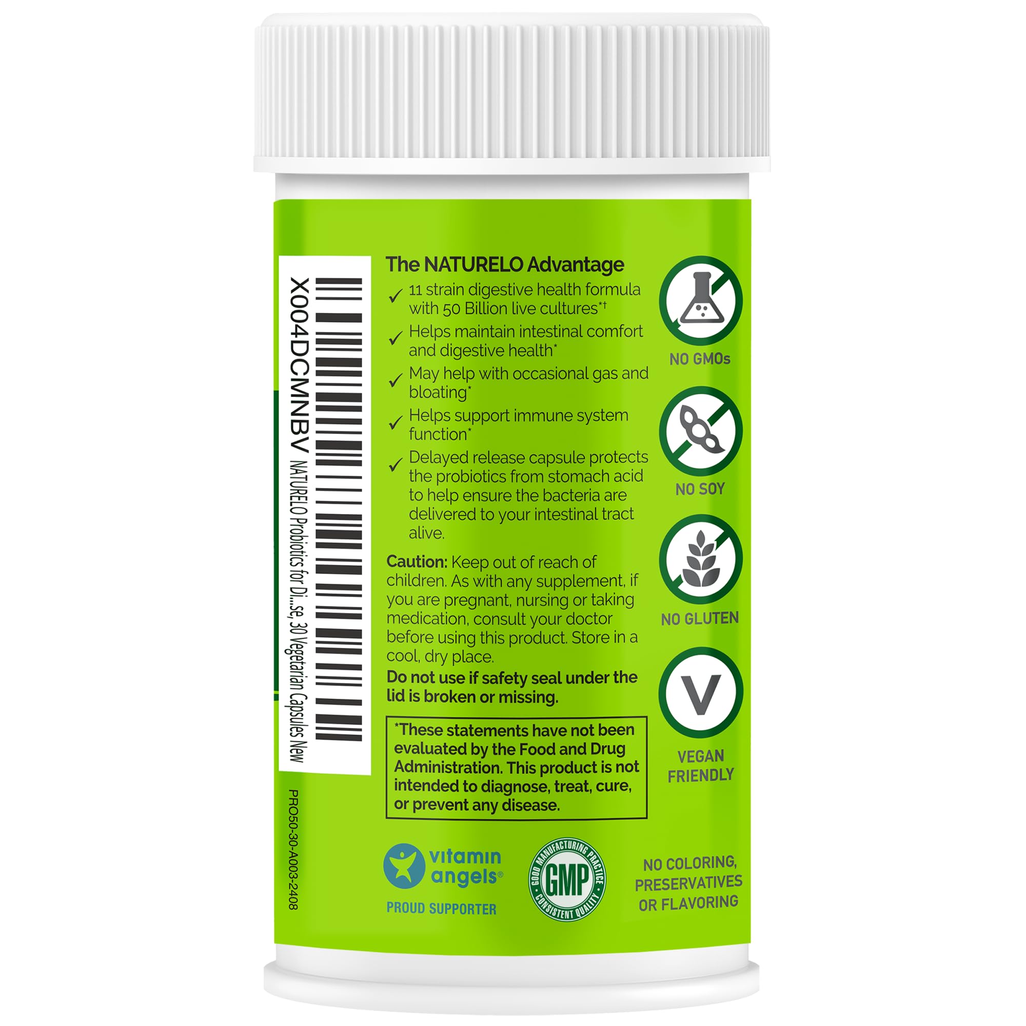 Packaging layout showing NATURELO Probiotics box and bottle for easy online shopping.