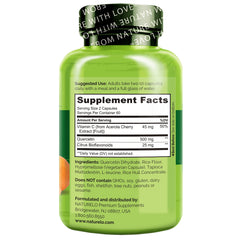 Naturelo Quercetin bottle label close-up, highlights enhanced absorption