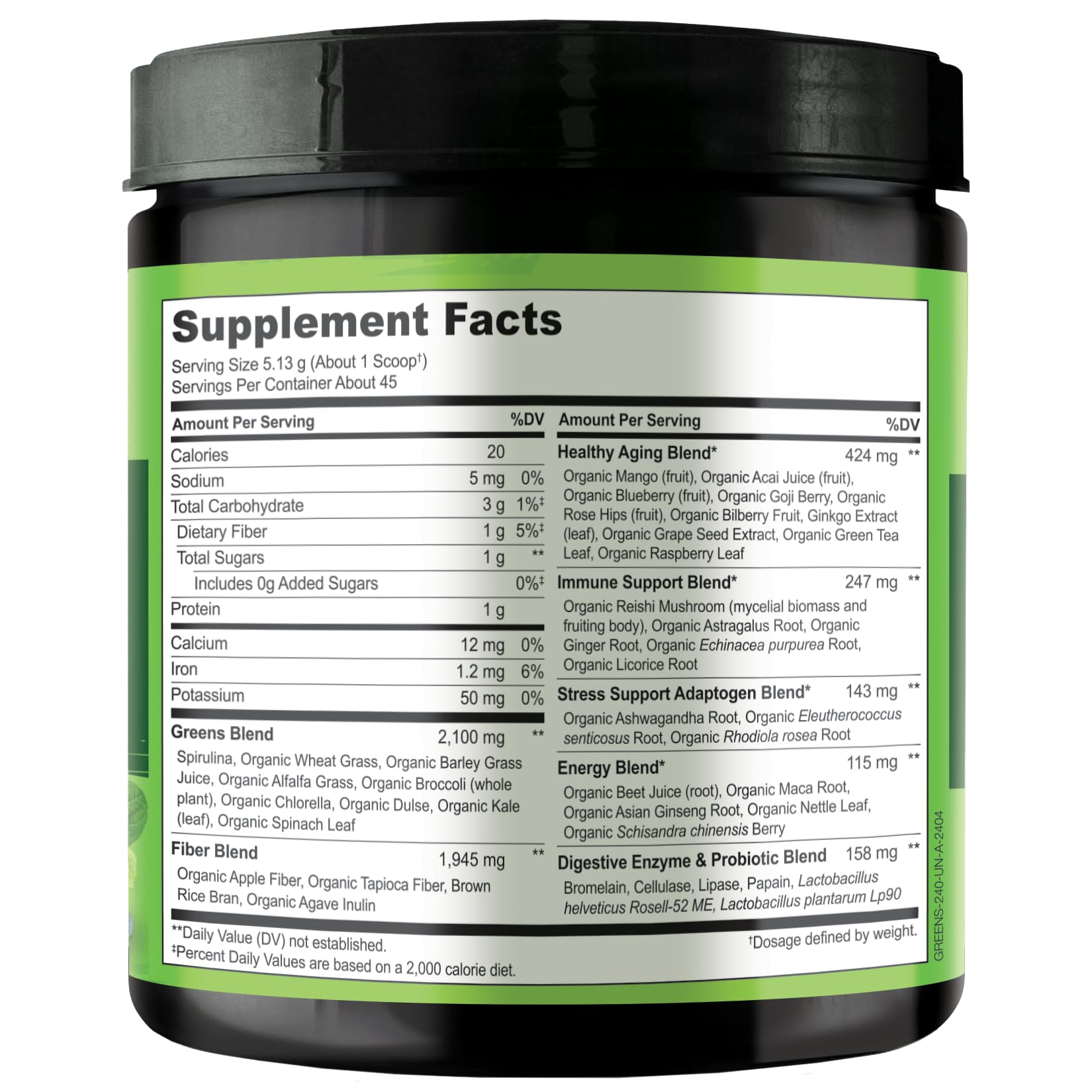 Naturelo Raw Greens fresh fruits visual hint of real fruit content.