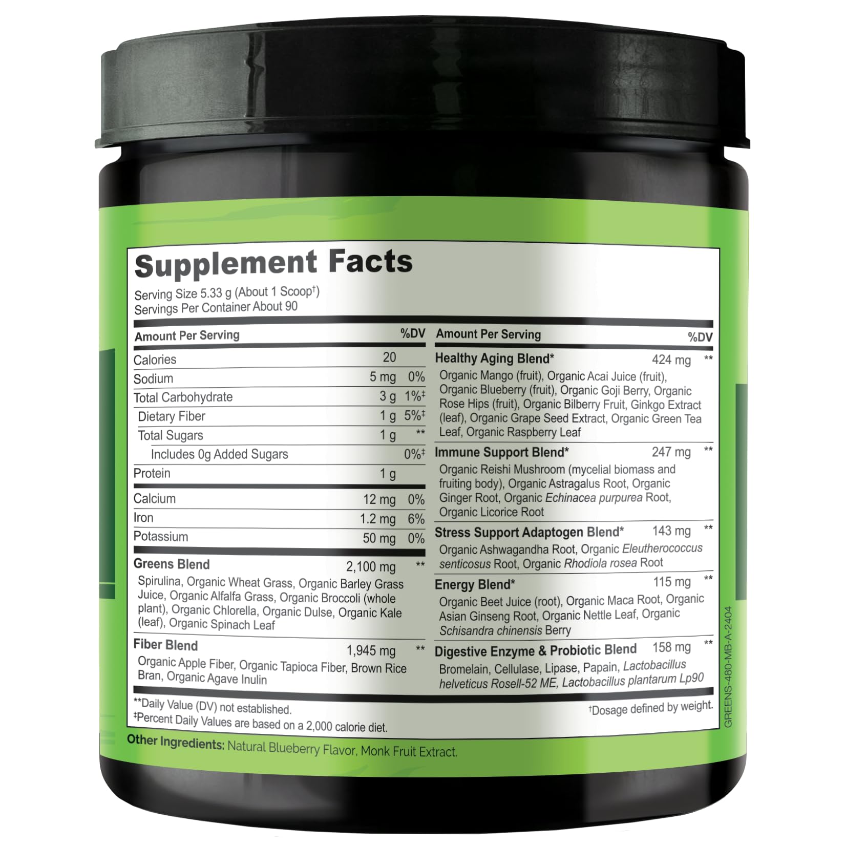 Naturelo Raw Greens tub with label emphasizing whole-food nutrition