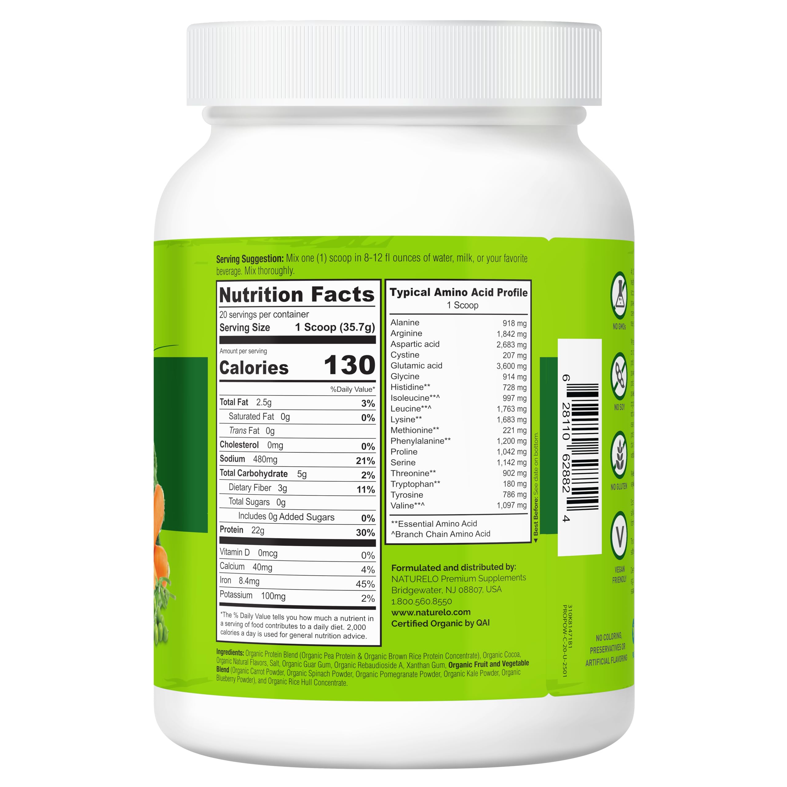 NATURELO shake beside smoothie bowl for balanced nutrition