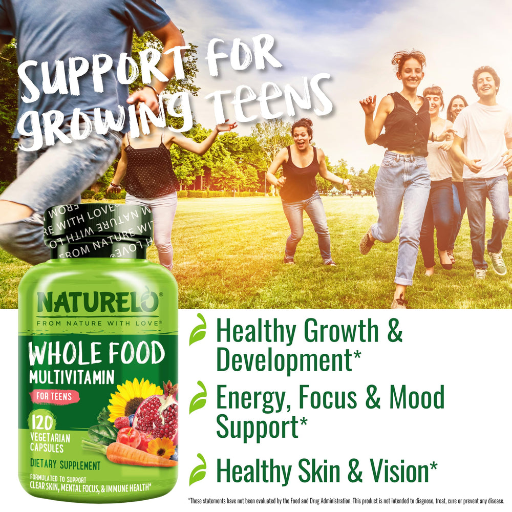 Naturelo Teen Multivitamin plant-based ingredients showcase key nutrients